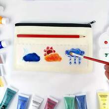 2/4/6/8pcs Blank Canvas Zipper Bags, Canvas Pencil Cases, Canvas Cosmetic Bags, Blank Canvas Pencil Boxes, Canvas Makeup Bags, Suitable For Travel, DIY, Crafts