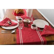 DII 100% algodón, Lavable a máquina, Mantel Individual a Rayas francesas para cenas, Verano y picnics Aire Libre, (Red Stripes), Table Runner - 14 x 72, 1(Rojo (Red Chambray)) - Multicolor - Ver 8