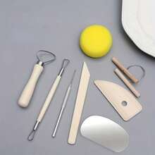 8pcs Ceramic Craft Tool Set With Wooden Handles - Includes Carving Knife, Scraper Etc., Suitable For DIY Pottery And Clay Art - Multicolor - View 4