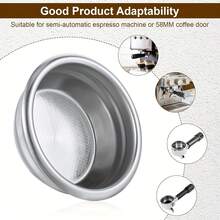 1pc 51MM & 58MM Stainless Steel Double Layer Reusable Coffee Filter Basket, Barista Espresso Machine Accessories, Kitchen & Coffee Filtering Tool - 51MM - View 6