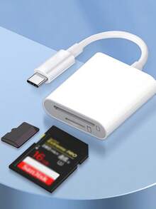 2-In-1 High-Speed Data Transfer Card Reader, Supports TF/SD Cards, Convertible Type-C/Lightning Interface, OTG Function - White - View 12