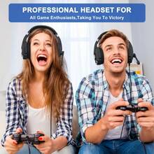 Gaming Headset, Surround Stereo Game Headphones With Noise Cancelling Mic, LED Lights & Soft Memory Earmuffs For PS Series, PC Computer Games - 黑色 - 查看 8