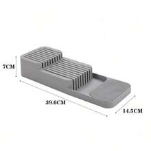 1pc Multifunctional Kitchen Knife Organizer Rack, Separating & Storage Holder With Draining Tray - Grey - View 5