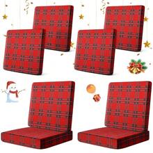 Newwiee 8Pcs Patio Cushion Covers Stretch Outdoor Cushion Cover Replacement For Patio Furniture Sofa Couch Slipcovers, Soft Flexibility Washable Furniture Protector (Waterproof Pure,Red, Black),One-Size,RedBlack - 紅黑 - 查看 1