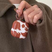Cow Pattern Cute Brown Cow Print Earphone Case Compatible With AirPods4/AirPodsPro3/AirPodsPro2/AirPods2, Minimalist & Fashionable Earphone Case For Women, Apple Earphone Case/Cover - Brown - View 5