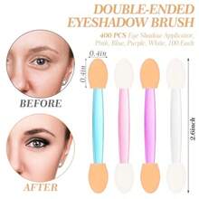 XZGB 400 Pcs Eyeshadow Applicators Disposable Eye Makeup Applicators Eye Makeup Brushes Eyeshadow Double Sided Sponge Applicators For Women Lady Girls Mixed Colors 2.56 Inch - NudeWhite - Xem 2