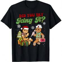 Funny Christmas Nurse _ Gingerbread Man T-Shirt - Negro - Ver 1