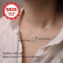 925 Sterling Silver Women's Fashionable Pendant Necklace, Inlaid With Synthetic , Designed With Infinite Love, Suitable As A Wedding, Engagement, Wedding Necklace Or Valentine's Day Jewelry Gift. - 銀色 - 查看 3