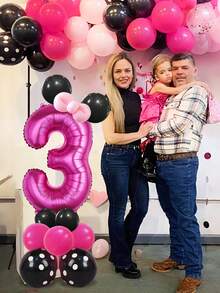 17件組 32英吋數字氣球套裝，適合生日派對、熱情粉主題、週年紀念、婚禮、公主派對、粉色老鼠主題派對 - 彩色 - 查看 4