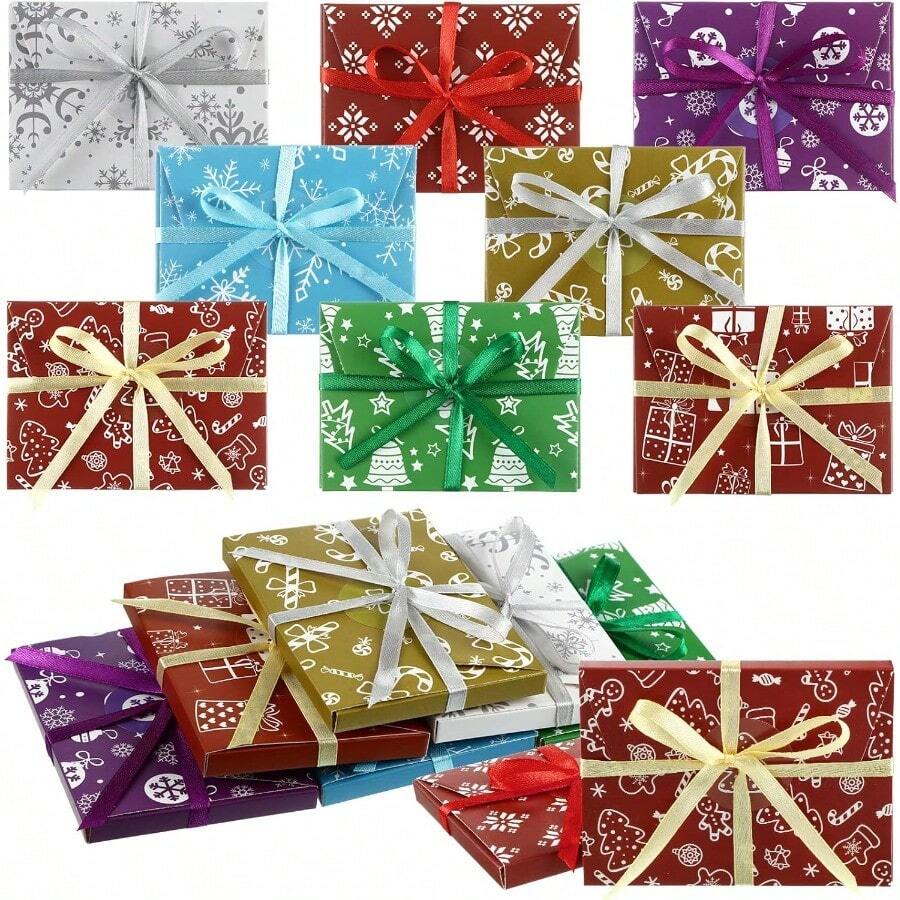 YQQ 48 Pcs Christmas Gift Card Holder Present Holder Boxes Christmas Gift Boxes Present Wrapping Envelopes With Ribbon And Tags For Holiday Xmas Fresh Style1269 - FreshStyle - View 1