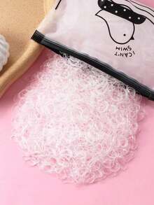 2000pcs Small Size Hair Scrunchies/Elastic Hair Ties For Women, Disposable Ponytail Holders, Rubber Band, Hair Rope Hair Accessories Head Accessories Elastic Band - 無色 - 查看 4
