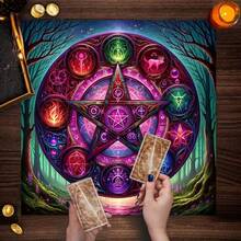 1pc Enchanting 12 Constellations Divination Altar Cloth - Vibrant Polyester Altar Mat With Celestial & Floral Design For Tarot Reading, Witchcraft & Astrology, Tarot Tablecloth Boho Playmat Cloth Home Decor - Multicolor - View 6