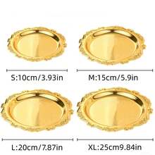 1pc/4pcs Set Gold/Silver Trays, Beautifully Carved Edges And Glossy Gold Finish, Rust-Resistant And Scratch-Resistant, Long-Lasting Shine, Durable, Ideal For Serving Desserts, Fruits, Snacks, Elevating Dining Table Decor, Afternoon Tea Or Wedding Settings, Also Suitable For Jewelry, Cosmetics And Small Items Storage, Vanity Organizer Or Decorative Accents, Suitable For Outdoor Gatherings. - Multicolor - View 2