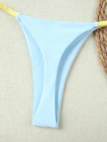 2026 女士蓝黄钩针比基尼，甜美清新撞色性感泳衣，两件式夏季沙滩装，女士生日礼服，女士健身服，女士优雅连衣裙，女士度假服，女士休闲上衣 - 彩色 - 查看 5