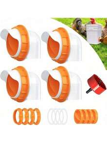 Automatic Chicken Feeder Set, Gravity-Fed, Reduces Waste, Waterproof & Reusable, Includes Drill Tool