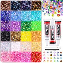 32000Pcs Resin Jelly Rhinestones For Bedazzling Multicolor 3mm Flatback Gems For Diamond Art Bedazzler Kit With 3Pcs 10ml B7000 Jewelry Glue For Nail Art Crafting Book Makeup - 大包裝 + 3 片膠水 - 查看 1