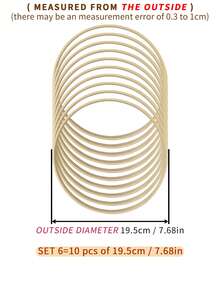 10pcs Beige Dreamcatcher Feather Outdoor Lawn Wedding Hanging Decor Bamboo Hoops, Wind Chime Mori Style Inner Rings, Wall Bedroom Decor Bamboo Hoops, Gifts And Decorative Hanging Pieces For Halloween, Christmas And Other Holidays, Also Suitable For DIY Embroidery Hoops - Apricot - View 13