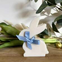 Molde para estatueta de coelho da Páscoa, molde para vela DIY, molde para decoração de casa, molde para fundição de resina, molde de silicone para cera derretida de coelho de orelhas compridas sentado/em pé. - Branco - Ver 6