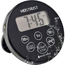 HAWTDigital Waterproof Shower Clock Timer Bathroom Kitchen Countdown Cooking Timer With Alarm Magnetic Back Stand Dark Black - DarkBlack - View 1