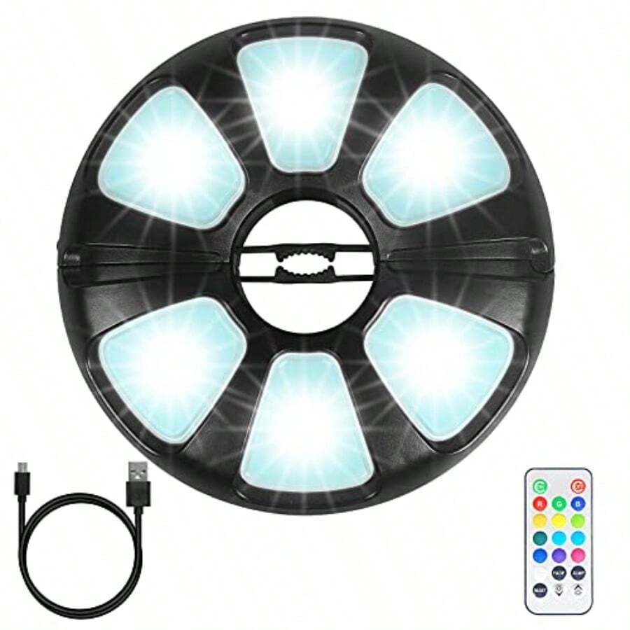 TINTINDOC - Paraguas de color con mando a distancia luz para exteriores y patio bateria recargable/AA luz de poste de paraguas 300 lumenes atenuacion continua para mesa de patio - VerdeRojoBlancoverderojoblanco - Ver 1