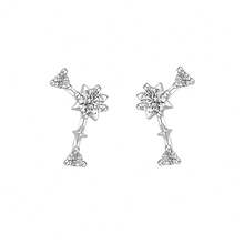 1pc S925 Silver Zirconia Zodiac Stud Earrings, Minimalist & Versatile, Suitable As Valentine's Day, Mother's Day, Holiday Gift