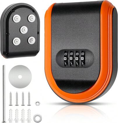 Magnetic Key Holder Car With Lock Combination, Digital Magnetic Key Lock With Code Wall Mounted, Security Hide Outside Storage (Blue)