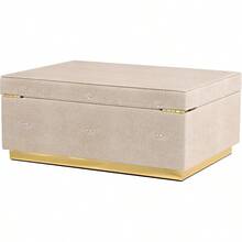 HAWTElegant Faux Leather Decorative Box Storage Jewelry Box Organizer Large Dresser Cosmetic Organizer Holder Classic Jewelry Accessory Organizer 11x8x4.8 Inches Light Grey - LightGrey - View 8