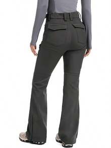 Women's-Snow-Ski-Pants Water-Resistant Fleece Lined Winter Hiking Snowboard Thermal Insulated 5 Pockets - 深灰色 - 查看 2