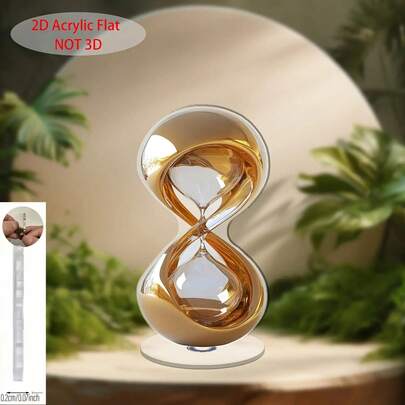 2D Temporizador Dorado - Decoración de escritorio moderna de plástico transparente, diseño de flujo de arena giratorio a 360°, accesorio para el hogar y la oficina, estilo minimalista, fabricado con precisión, regalo ideal