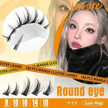 XAPY Wiy Lash Clusters Extensions 180Pcs Anime Eyelash Clusters D-Curly Manga Lashes Clusters  Look 8-16MM Cluster Eyelash Extensions Indidual Lash Extension Pack - 黑色 - 查看 3