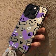 Funda de teléfono impresa Funda de teléfono: Diseño de corazón morado, negro y blanco 7/8 Plus Funda suave a prueba de golpes - Cojín premium para iPhone 14 Pro Max, Apple 13, XS Max, Nuevo modelo 12 Pro, XR Acabado mate, Cobertura completa 11, Funda protectora unisex 15 PRO Obtén un regalo para tu teléfono - 1 pieza - Ver 2