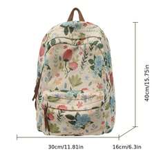 Sac à dos fleuri pour femme – Sac à dos de voyage léger et spacieux, avec bretelles réglables, fermeture éclair et coutures renforcées – En polyester résistant, idéal pour l'école, le travail, les excursions et les voyages. Orné d'un joli motif brodé, il est confectionné avec soin et doté de bretelles robustes. Parfait pour les aventures en plein air. - Fleurs de couleur claire - Voir 4