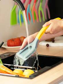 Espátula e pinça de silicone 2 em 1, espátula de cozinha multifuncional antiaderente, espátula para bife, pinça para alimentos resistente ao calor, espátula para peixe, espátula para ovo frito, espátula para panqueca, pinça para torradeira, prensa para hambúrguer, espátula com revestimento antiaderente, espátula para rolinho de frango. - Multicolorido - Ver 5