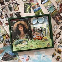 ScrapbooFKing Supplies Kit, Vintage People Aesthetic Scrapbook Kit, Junk Journal Supplies With Scrapbook Paper, Scrapbook Stickers, A6 Grid Notebook, Stationery, Journaling Supplies For DIY Art Craft,FirstLightofTheMorning - 清晨的第一道陽光 - 查看 1