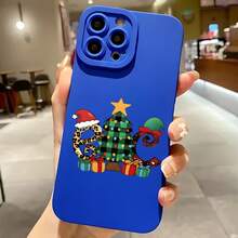 2026 nueva funda de teléfono esmerilada, funda de teléfono con patrón de árbol de Navidad, leopardo y serpiente con gorro de Santa y regalos para iPhone 17 15 Pro Max 14 Pro 13 12  Galaxy S23 S22 S21 S20, funda de teléfono para pareja, regalo para novio y novia, regalo de vacaciones - Azul Klein - Ver 7