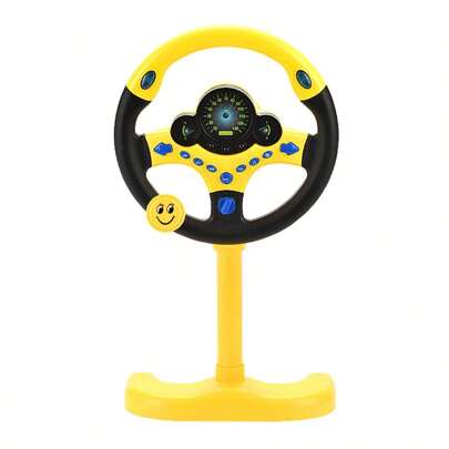 1pc Children's Simulation Steering Wheel Toy, Educational Scenario Simulation Music Nursery Rhyme Co-Pilot Car Sound Effect Toy, Omnidirectional Rotation Adsorption Fixed, Portable Simulation Steering Wheel, Co-Pilot Toy, Fun Interactive Steering Wheel, ABS Resin Material, No Battery Included, With Adjustable Stand, Children's Educational Talking Toy, Develop Hand-Eye Coordination, Children's Career Development Toy, Suitable For Early Learning And Play, Children's Game, Boys' Game, Girls' Game, Children's Simulation Toy
