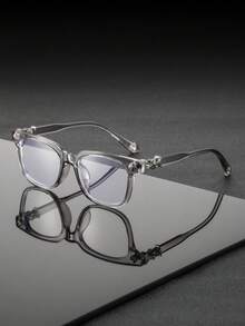 1 Pair Men's Plastic Frame Square Retro Minimalist Versatile Fashion Glasses, Suitable For College Lectures, Debates, Student Meetings, Interviews, And Conferences