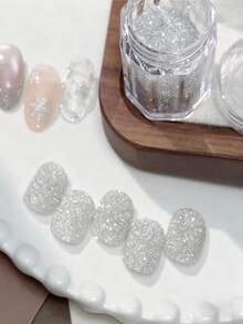 2-Color 10g White Gray Sugar Crushed Rhinestone Nail Powder,1Boxes DIY Nail Decoration Set With Glitter Perfect For Manicures And Pedicures, Nail Art Supplies | Glittery Nail Decor | Sparkling Nail Design, Nail Polish Art Nails - Multicolor - View 8