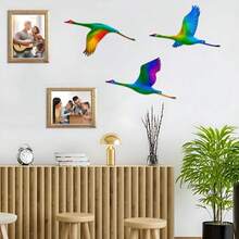 Escultura de pájaro de metal para pared, diseño de pájaro colorido, letrero colgante para sala de estar, balcón, decoración de jardín - Multicolor - Ver 2