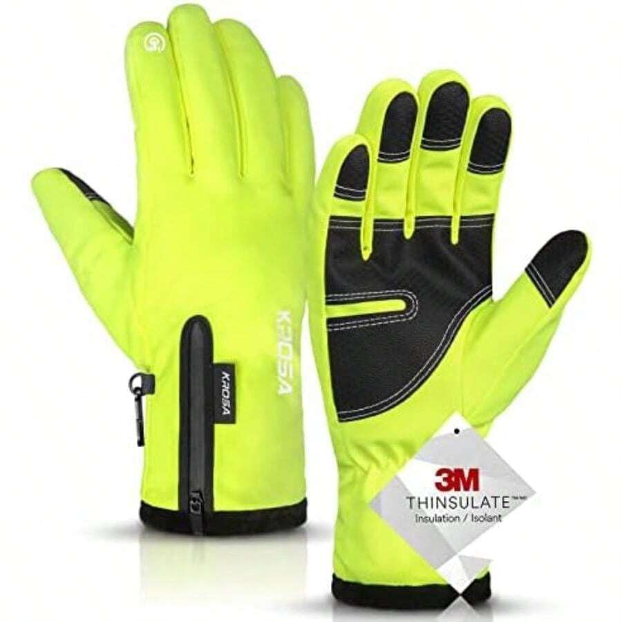 krosa uantes de invierno de -23 °C para hombres y mujeres, 10 dedos de visualización táctil, guantes de esquí de nieve, guantes impermeables para clima frío(XL Lima limón) - Multicolor - Ver 1