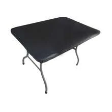 Fitted Plastic Tablecloth Vinyl Black 34 X 34 In Christmas Square Card Table Cloth Elastic Corner For Folding Table Cover Picnic Birthday Camping Garden Banquet Outdoor Indoor,One-Size,Black34inchx34inchSquare - 黑色 34 吋 x 34 吋正方形 - 查看 1