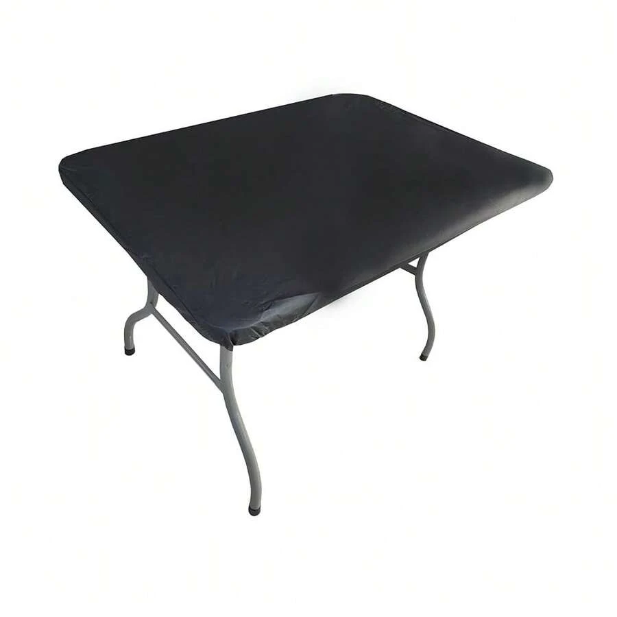 Fitted Plastic Tablecloth Vinyl Black 34 X 34 In Christmas Square Card Table Cloth Elastic Corner For Folding Table Cover Picnic Birthday Camping Garden Banquet Outdoor Indoor,One-Size,Black34inchx34inchSquare - 黑色 34 吋 x 34 吋正方形 - 查看 1