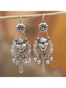 Fashionable And Unique Retro Design Bohemian Style Earrings, Bohemian Earrings, Perfect Gift For Valentine's Day, Family And Friends - Antique Silver - View 1