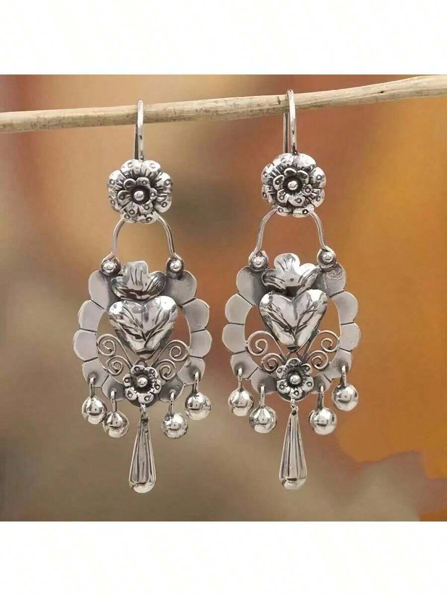 Fashionable And Unique Retro Design Bohemian Style Earrings, Bohemian Earrings, Perfect Gift For Valentine's Day, Family And Friends - Antique Silver - View 1