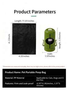 حقيبة تنظيف الحيوانات الأليفة مع موزع (كيس براز الكلاب) - 15 عبوة، مقاومة للتسرب بشكل محسن، سهلة الحمل للخارج