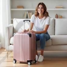 10kg Standard ANAC Travel Suitcase With 360° Removable, Expandable, Rigid, Lightweight, Durable, Premium ABS, Small Executive Carry-On Luggage, Sturdy, Reinforced, Silent Wheels, YGM Suitcases, Colors: Black, Blue, Pink, Gold, Silver, Beige - 西瓜粉 - 查看 7