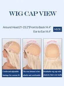 26英寸大卷波浪假发，混合纤维，全头卷波浪假发，女士长款蓬松波浪假发带刘海，渐变金色波浪假发，180%密度，中分自然发型，适合日常佩戴和角色扮演 - S4/613 - 查看 9