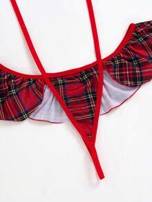 1件情人节性感吊带蝴蝶结连体衣 - 紅色 - 查看 8