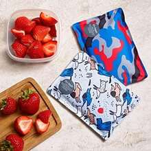 Fit & Fresh Cool Coolers by Paquete de 2 Unidades de Hielo Suave, Nailon elástico Flexible, Bolsas de Hielo Reutilizables para loncheras y enfriadores, Rayas de Unicornio(Perros felices) - Multicolor - Ver 6