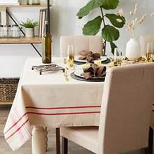 DII 100% algodón, Lavable a máquina, Mantel Individual a Rayas francesas para cenas, Verano y picnics Aire Libre, Blanco (White Stripes), Tablecloth - 60 x 84, 1(177.8 cm (Redondo)) - Multicolor - Ver 3